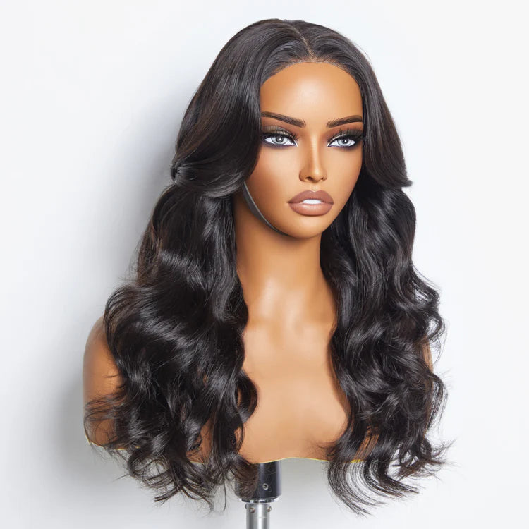Porsha 24 Inches 5"x5" Body Wavy Wear & Go Glueless #1B Lace Closure Wig-100% Human Hair