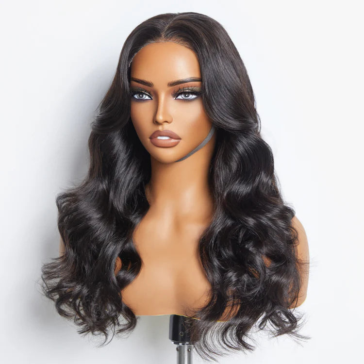 Porsha 24 Inches 5"x5" Body Wavy Wear & Go Glueless #1B Lace Closure Wig-100% Human Hair