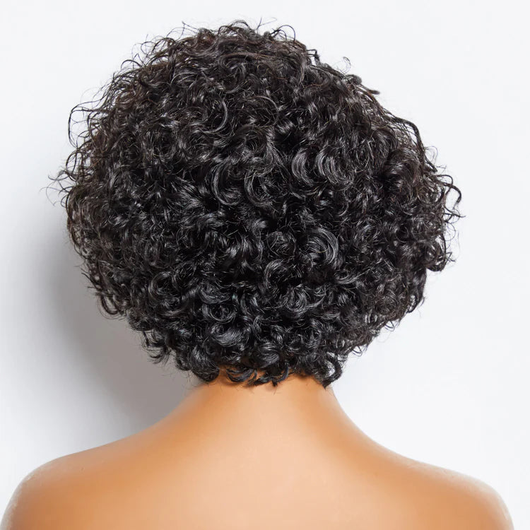 Rebecca 8 inch Short Curly Pixie Cut 13"x4" Frontal Lace Wig Pre-Bleached Knots Brazilian Human Virgin Hair 150% Density