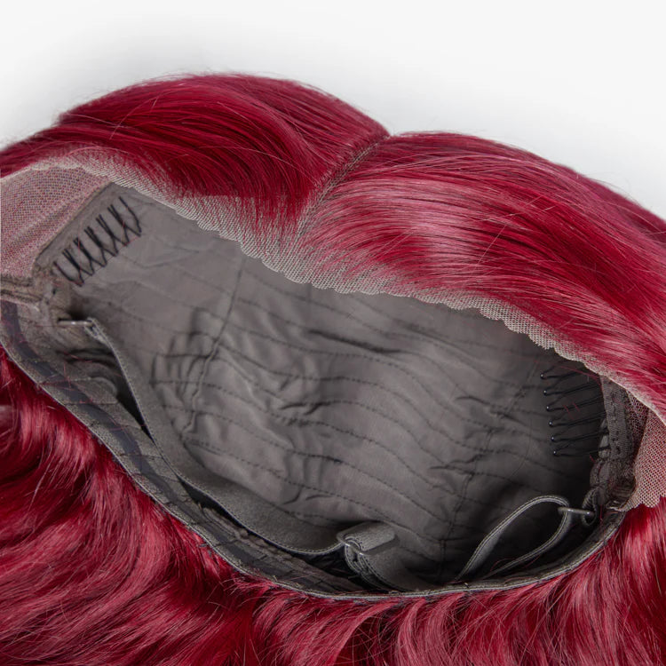 Hot Magenta 24 Inches 13"x4" Body Wavy Wear & Go Glueless #99j Lace Frontal Wig-100% Human Hair