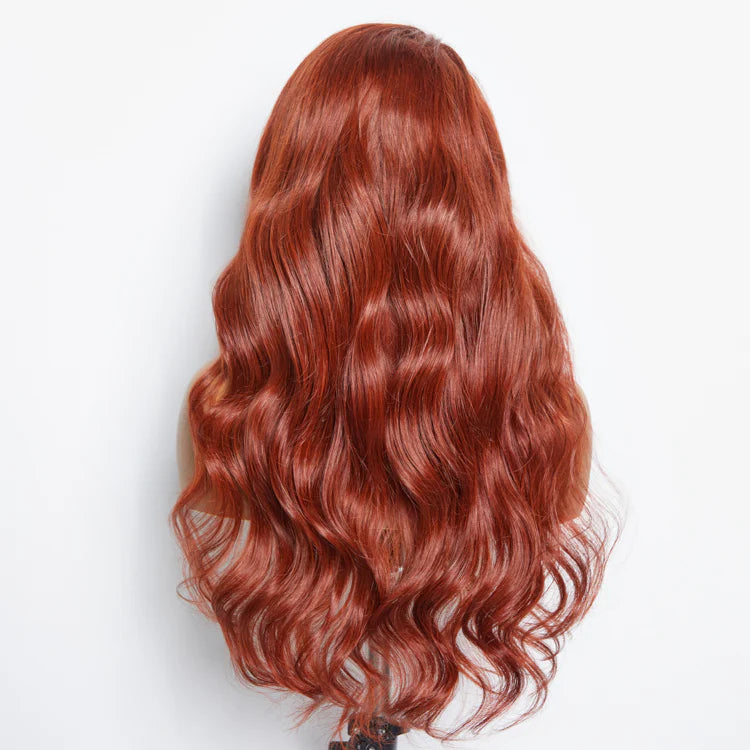 Auburn Redburn 24 Inches 13"x4" Body Wavy Wear & Go Glueless Lace Frontal Wig-100% Human Hair
