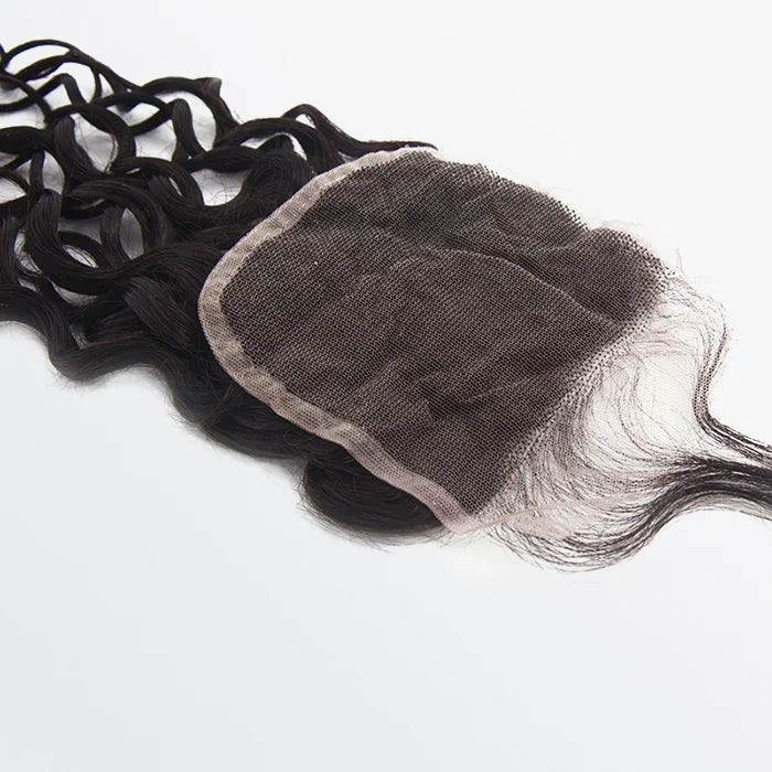 4" x 4" Italian Curly Free Parted Lace Closure #1B Natural Black