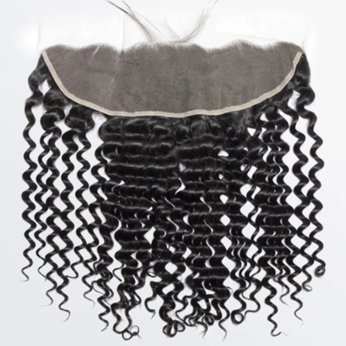 13" x 4" Italy Curly Free Parted Frontal #1B Natural Black