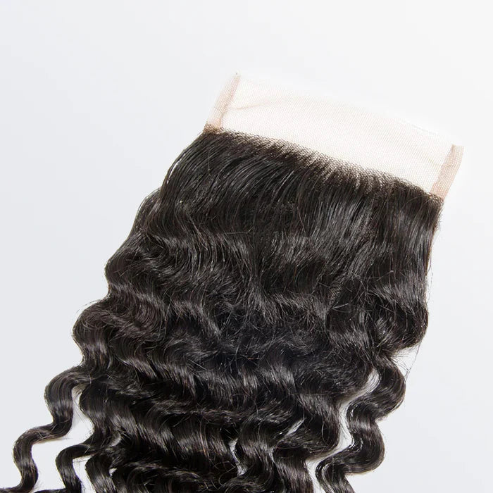 4" x 4" Deep Curly Free Parted Lace Closure #1B Natural Black