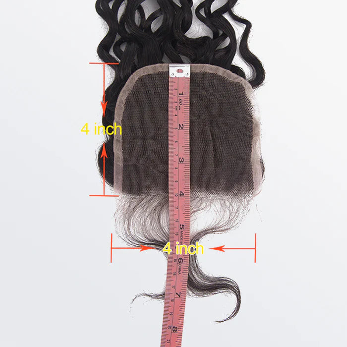 4" x 4" Italian Curly Free Parted Lace Closure #1B Natural Black