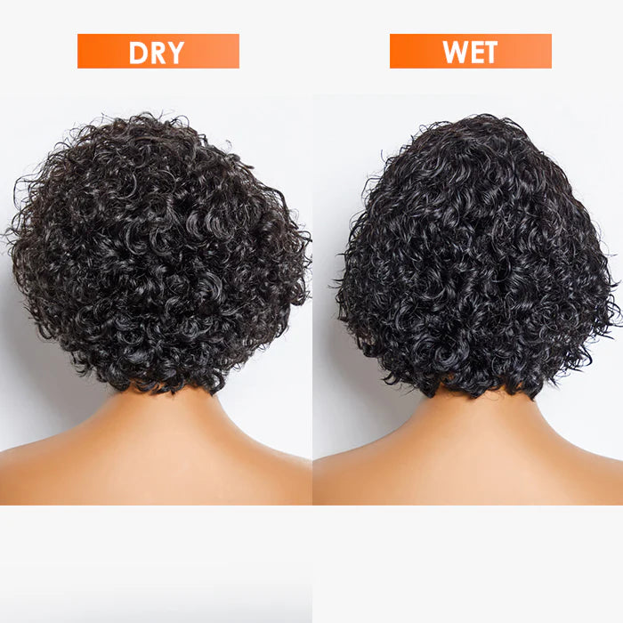 Rebecca 8 inch Short Curly Pixie Cut 13"x4" Frontal Lace Wig Pre-Bleached Knots Brazilian Human Virgin Hair 150% Density