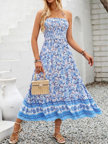 Boho Print Halter Dress