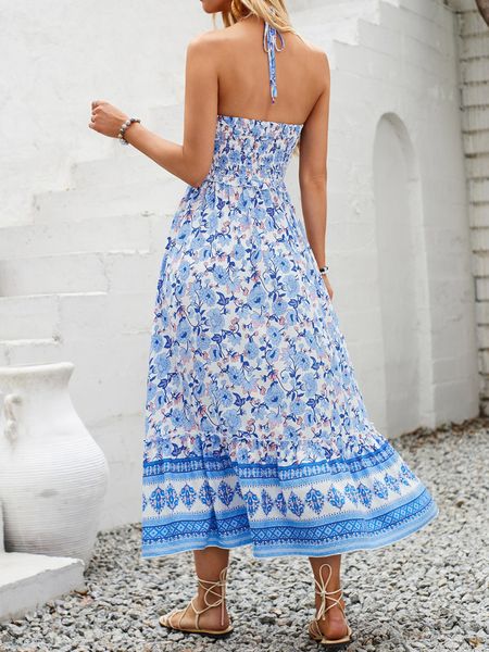 Boho Print Halter Dress