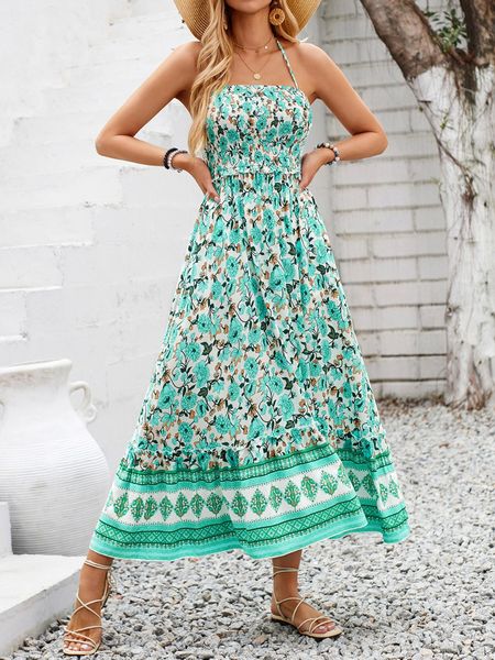 Boho Print Halter Dress