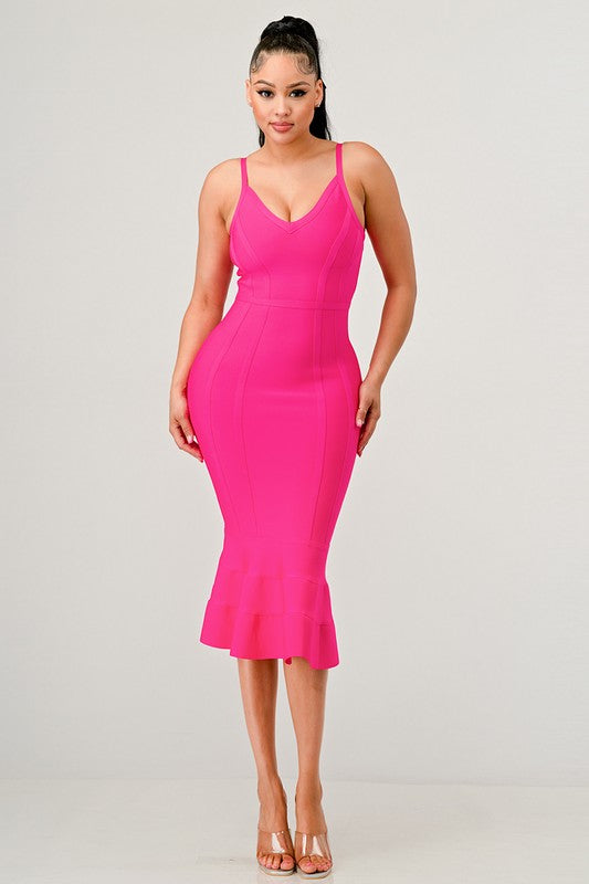 Athina Pink Mermaid Shape Bandage Dress CAN-X-DID