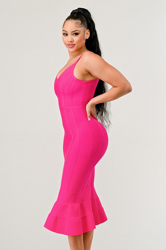 Athina Pink Mermaid Shape Bandage Dress CAN-X-DID
