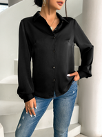 Classic V-neck Button Long Sleeve Blouse CAN-X-DID