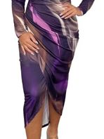 Dark Plum V-neck Long sleeved Dress CAN-X-DID