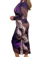 Dark Plum V-neck Long sleeved Dress CAN-X-DID