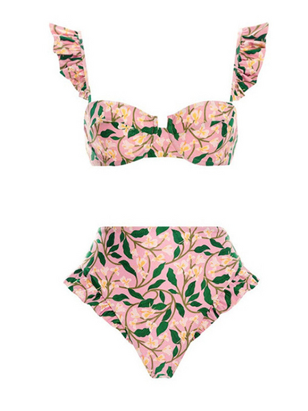 Floral Print High Waisted Two Piece Swimsuit CAN-X-DID