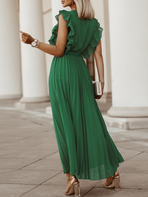 Green Goddess Pleated Hem Dress CAN-X-DID