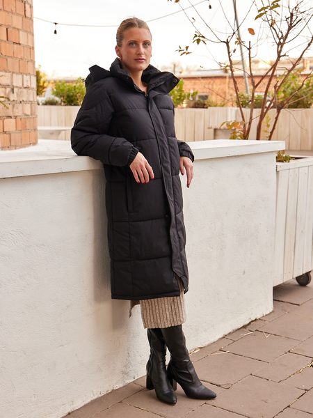 Hooded Knee Length Longline Padded Coat CAN-X-DID