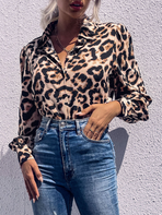 Leopard Print Loose Long-Sleeved Lapel Shirt CAN-X-DID