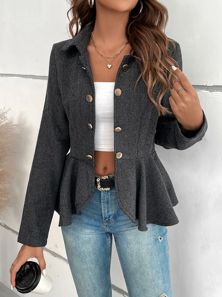 Single-breasted Ruffle-trimmed Slim Fit Blazer CAN-X-DID