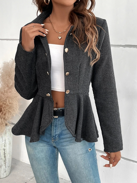 Single-breasted Ruffle-trimmed Slim Fit Blazer CAN-X-DID