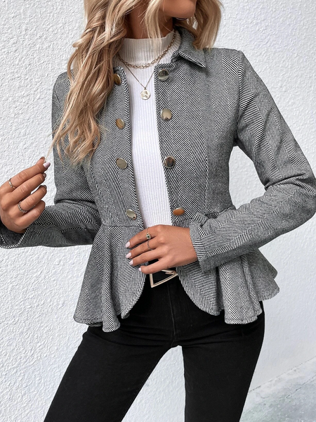Single-breasted Ruffle-trimmed Slim Fit Blazer CAN-X-DID