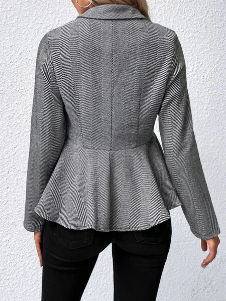 Single-breasted Ruffle-trimmed Slim Fit Blazer CAN-X-DID