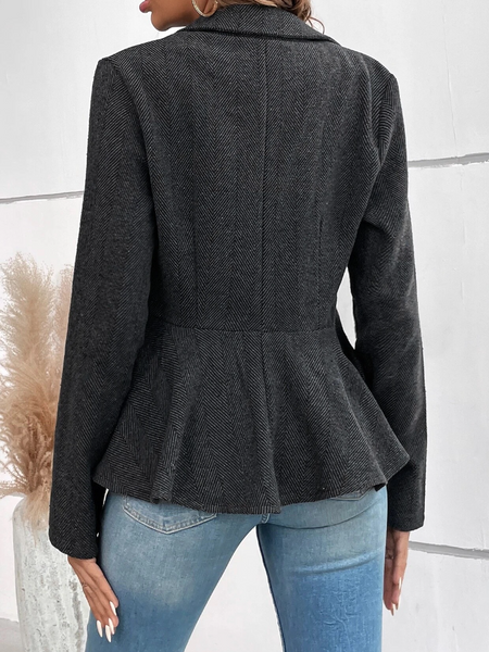 Single-breasted Ruffle-trimmed Slim Fit Blazer CAN-X-DID