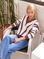 V Neck Stripe Pullover Knitted Sweater CAN-X-DID
