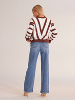 V Neck Stripe Pullover Knitted Sweater CAN-X-DID