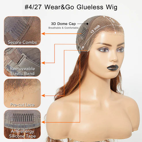Golden Hour 24 Inches 13"x4" Body Wavy Wear & Go Glueless #4/27 Lace Frontal Wig-100% Human Hair