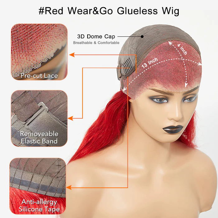Passion Hot 24 Inches 13"x4" Body Wavy Wear & Go Glueless Frontal Wig-100% Human Hair