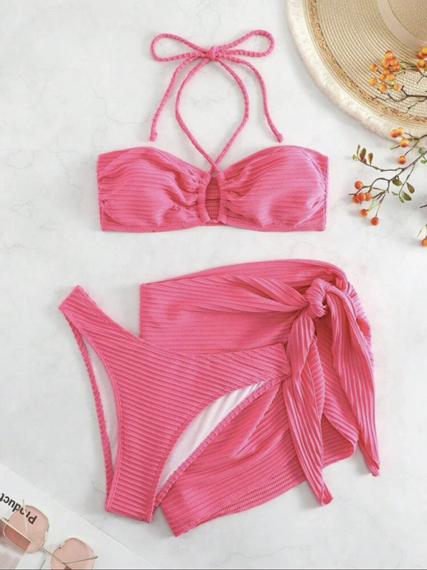 Chic Three-piece Sexy Strappy Bikini Set