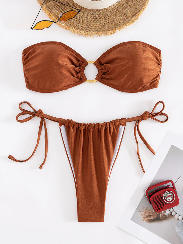 Split Tube Top Bikini