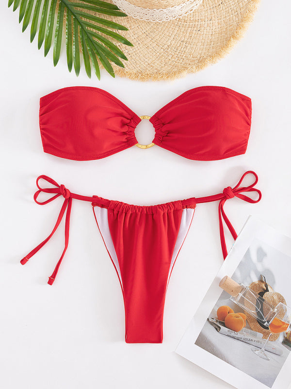 Split Tube Top Bikini