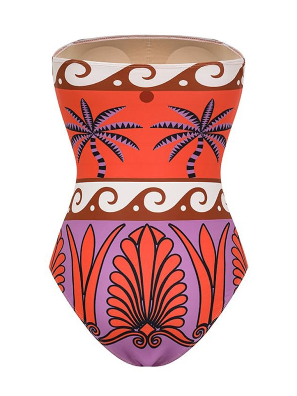 Palma Tribal Print Strapless One-piece Bikini with Matching Skirt