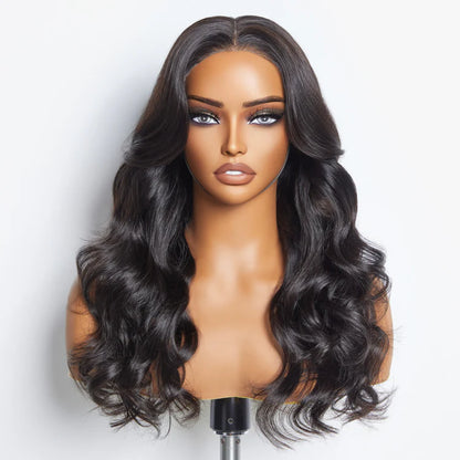 Porsha 24 Inches 5"x5" Body Wavy Wear & Go Glueless #1B Lace Closure Wig-100% Human Hair
