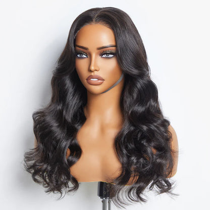 Porsha 24 Inches 5"x5" Body Wavy Wear & Go Glueless #1B Lace Closure Wig-100% Human Hair