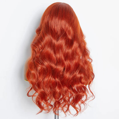 Burnt Orange 24 Inches 13"x4" Body Wavy Wear & Go Glueless Frontal Wig-100% Human Hair