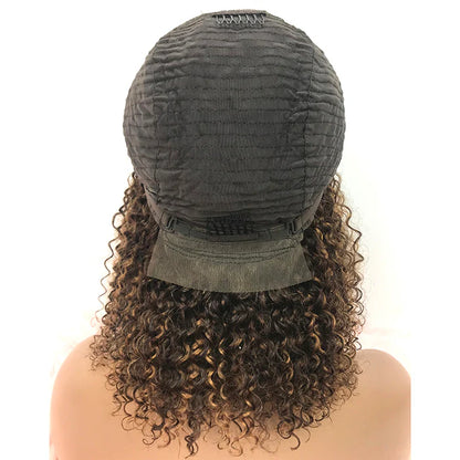 Ashley 14 inch 5"x5" Closure Lace Wig Kinky Curly Brazilian Human Virgin Hair 150% Density