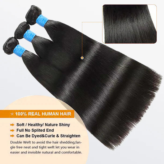 Brazilian Straight Virgin Hair #1B Natural Black