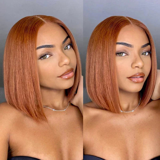 Sugar Maple 10 Inches 4x4 Beginner Friendly Glueless Mid Part Bob Lace Closure Wig-100% Human Hair