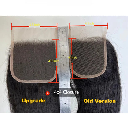 4.5" x 4.5" Upgrade Body Wavy Free Parted Lace Closure #1B Natural Black