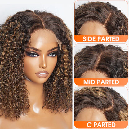 Ashley 14 inch 5"x5" Closure Lace Wig Kinky Curly Brazilian Human Virgin Hair 150% Density