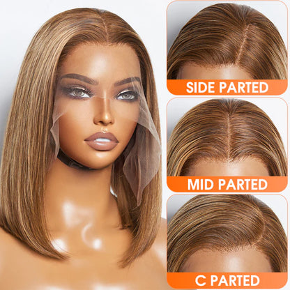 Rayne 12 Inches 13"x4" #P4/27 Straight Bob Lace Frontal Wig-100% Human Hair