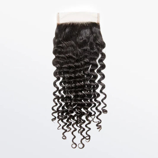 4" x 4" Deep Curly Free Parted Lace Closure #1B Natural Black