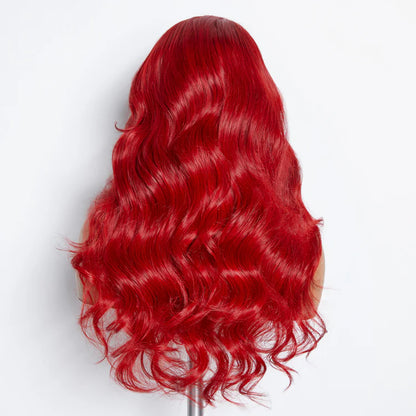 Red Hot 24 Inches 5"x5" Body Wavy Wear & Go Glueless #Red Lace Closure Wig-100% Human Hair