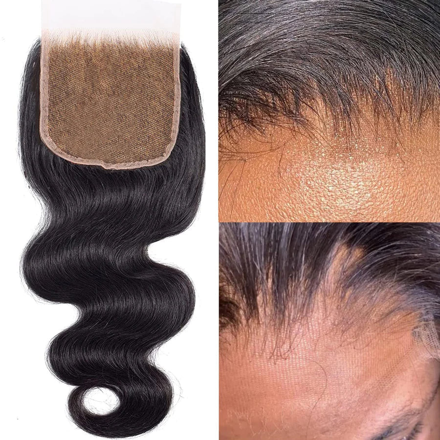 4.5" x 4.5" Upgrade Body Wavy Free Parted Lace Closure #1B Natural Black