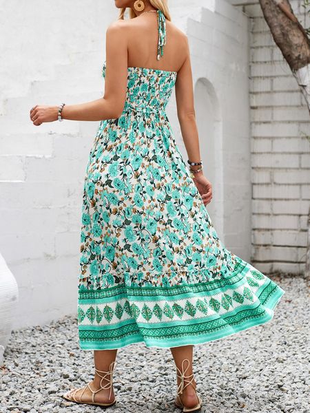 Boho Print Halter Dress