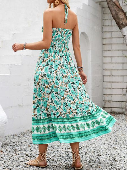 Boho Print Halter Dress