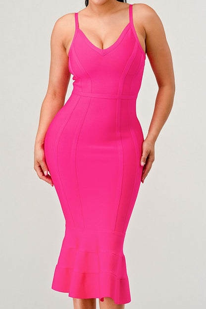 Athina Pink Mermaid Shape Bandage Dress CAN-X-DID